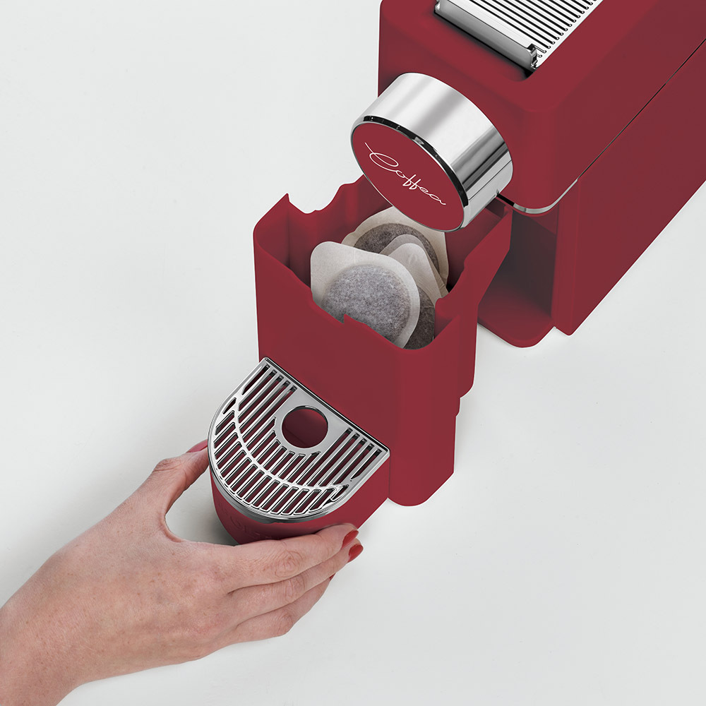 macchina da caffè a cialde E.S.E. da 44 m con espulsione automatica delle cialde nell'apposito cassetto